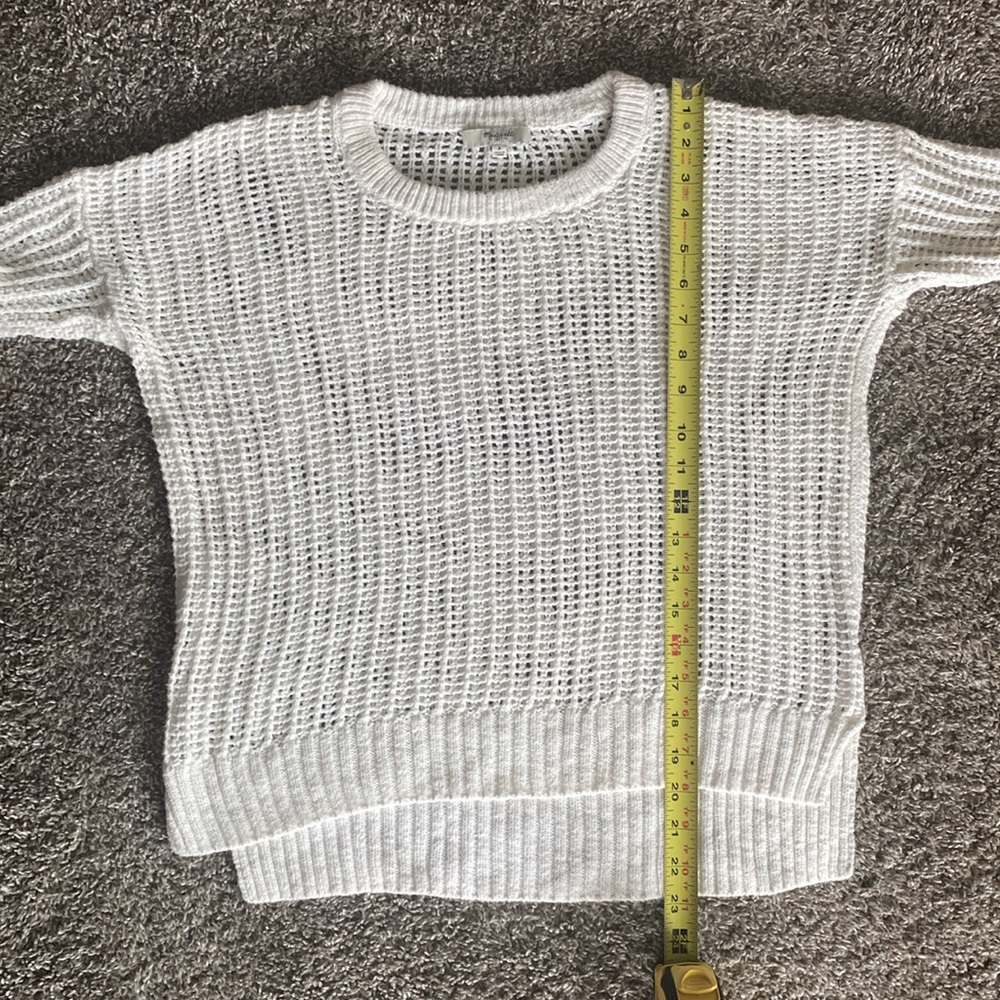 Madewell White Crochet Knit Open Lattice Long Sleeve Sweater, Women’s S - Picture 10 of 16